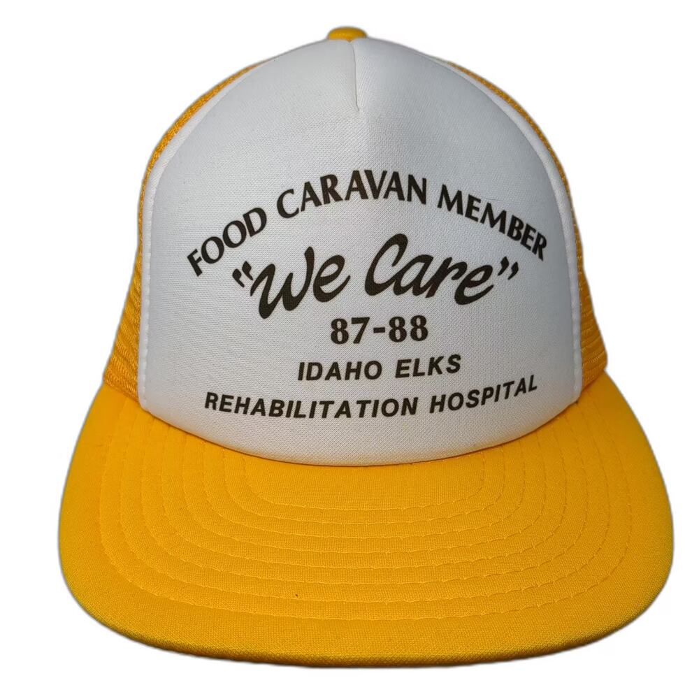 Speedway Trucker Hat Yellow White OS Idaho Elks Rehabilitation Hospital Member